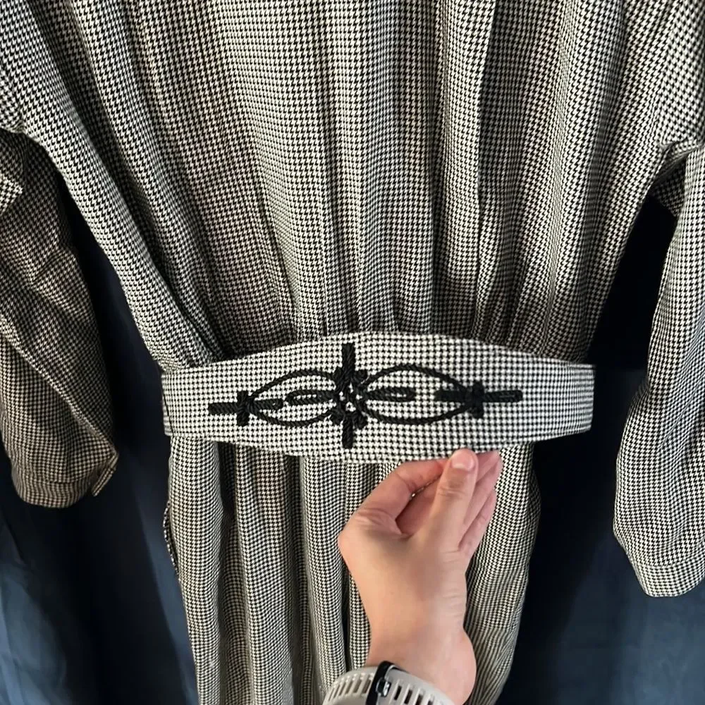 Vintage 80s Liz Claiborne Houndstooth Elegant Crossbody Romper, Size 10 (fits M) - Picture 6 of 7